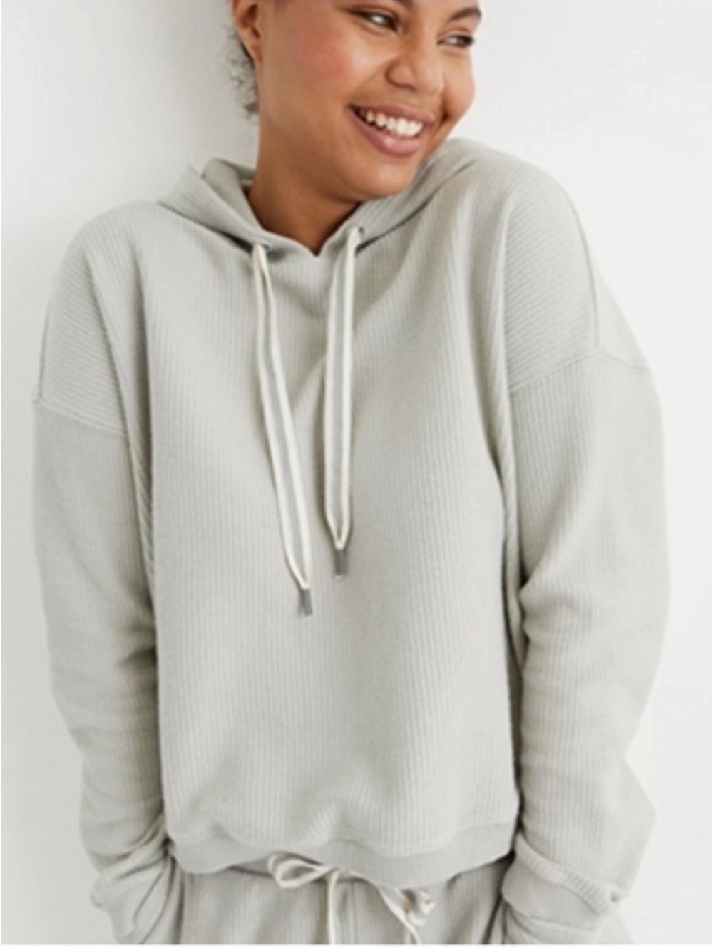 Aerie New Love Corded Hoodie Sage Small